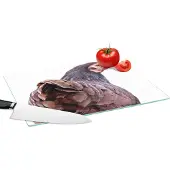KitchenYeah Glazen Snijplank - 39x28 - Achteraanzicht kip - Snijplanken Glas