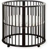 Buxibo – Baby Box – Ronde Houten Speelbox – Playpen – Inclusief Matras – 91x91x85 cm – Zwart