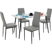 DOMUS Eetset - 140 cm - Grijs PU