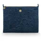Pip studio Toilettas Velvet Quiltey Days Cosmetic Flat Pouch Large Blue