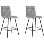 DOMUS Zeta-Barkruk - Set van 2 - Grijs PU
