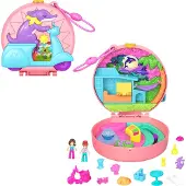 Polly Pocket Poppen en Speelset Adventure Moped Compact Reis Speelgoed met 2 Micro Poppen en Huisdier- en Voertuigaccessoires