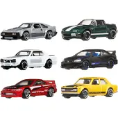 Hot Wheels gegoten speelgoedauto's op schaal 1:64, set van 6 Japanse voertuigen met verhoogde decoratie (stijlen kunnen variren)