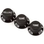 Fender Stratocaster Knobs 1 Volume 2 Tone Black