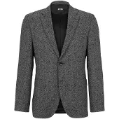 BOSS Regular-fit colbert in een wolmix met visgraatpatroon Maat 58