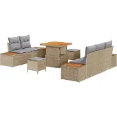 vidaXL Tuinbank Set 8 st 7-Aantal zitplaatsen Beige Poly rattan