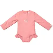 Little Dutch Badpak lange mouw - Roze - Sunny Flowers-74/80