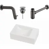 Plieger Houston fonteinset met mat witte fontein rechts en gunmetal inbouwkraan