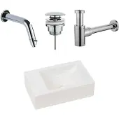 Plieger Houston fonteinset met witte fontein links en chromen inbouwkraan