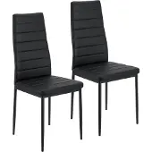 Juskys Moderne Eetkamerstoel Loja - 2-Delig - Zwart - Kunstleer