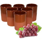 MamboCat Set van 6 klei mokken gedeeltelijk geglazuurd 180ml - 12969