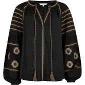 Apricot Blouse 'Aztec Embroidered' beige / zwart