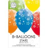 Globos Nordic Ballonnen sterren mix kleuren 30cm, 8st.