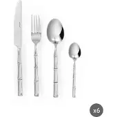 Excelsa 24-delige Bestekset – Roestvrij Staal met Bamboe-Design, Vaatwasmachinebestendig
