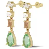 Karma Oorknoppen Symbols XL Misa Zirconia Pearl Green Goud