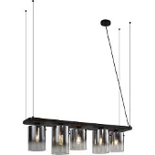 QAZQA Moderne hanglamp zwart met smoke glas 5-lichts - Hybrid