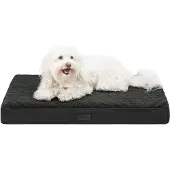 Lionto hondenbed, orthopedisch bed met pluche oppervlak en imitatie suède, afneembare hoes en handvat, 76x51x8 cm, zwart