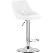 Leobert Barkruk AREX - Kunstleer Wit, Chromen Basis, Rugleuning, Modern Design, Hoogte Verstelbaar, 360° Draaibaar, Max. 120 kg