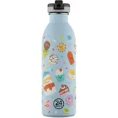 24Bottles Drinkfles 'Kids Urban' lichtblauw / groen / oranje / wit