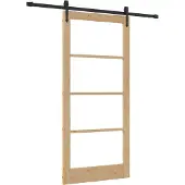 vidaXL - Schuifdeur - Naturel - 93 - x - 202 - cm - Massief - grenenhout - en - glas