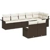 vidaXL Tuinbank Set 8 st Bruin poly rattan