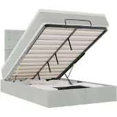 vidaXL Ottoman bed met matrassen en LED's 120x190cm fluweel lichtgrijs