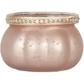 Clayre & Eef Waxinelichthouder Ø 9x6 cm Roze Glas