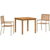 vidaXL Tuinset, 3 stuks, beige, massief acaciahout