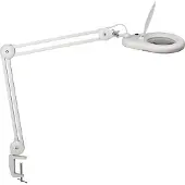 MAUL MAULviso LED loeplamp, wit, hoogte 50 cm, klem, wit / opaal, Werkkamer / Kantoor, metaal, Modern, Klemlamp