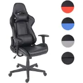 Mendler Kantoel HWC-F84, bureaustoel, gamingstoel, chefstoel, draaistoel, kunstleer zwart