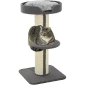 PawHut Paws Kattenboom speelboom krabpaal met platform sisal pluche grijs