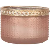 Clayre & Eef Waxinelichthouder Ø 7x4 cm Roze Glas