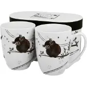 MamboCat Charmante Uilen set van 2 conische mokken + geschenkverpakking - 5902693932826