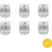Clayre & Eef Waterglas set van 6 stuks 300 ml Glas Bloemen Drinkbeker