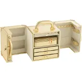 J-Line juwelenkoffer met handvat kunstleder goud 29.5x18.5x22cm