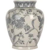 Clayre & Eef Vaas Ø 23x29 cm blauw keramiek bloemen