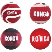 Kong signature ballen assorti 5,5x5,5x5,5 cm 4 st - Honden speelgoed