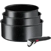 Tefal Ingenio Black Stone L3999632 Set van 3 steelpannen 16/18/20 cm + afneembare handgreep - Inductie