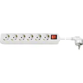 PROCABLE Stekkerdoos 6-voudig | 5 meter (Schakelaar, Wit)