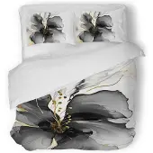 Eleganzzz Dekbedovertrek Micropercal Grande Fleur - grey 200x200/220cm