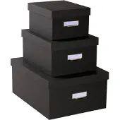 Exacompta OfficeByMe opbergdozen set van 3 zwart, A4+/A5++/A6++, FSC karton, plasticvrij, etikethouder