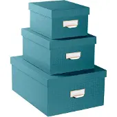Exacompta Set van 3 in elkaar passende dozen OfficeByMe - Eendenblauw - 79603E