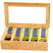 Kesper Theedoos met kijkvenster, Opbergblikken, Bruin
