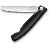 Victorinox Inklapbaar Gekarteld tomatenmes 11cm 'Swiss Classic Zwart'