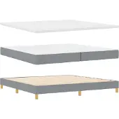 vidaXL Boxspring bed met matras Lichtgrijs 200 x 200 cm Stof