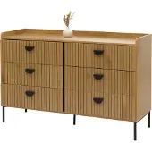 MCW Ladekast -O39, hoge kast, 6 laden melamine MDF 80x120x44cm ~ naturel
