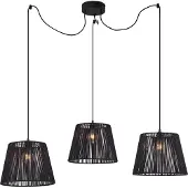 QAZQA Buiten hanglamp zwart met zwarte touwkap 3-lichts IP44 - Cava Jayla