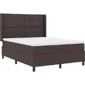 vidaXL LED Box Spring Bed met hoofdeinde Donkerbruin 140 x 190 cm Stof