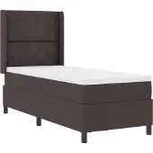 vidaXL LED boxspringbed met kussens, donkerbruin, 80 x 200 cm, gestoffeerd