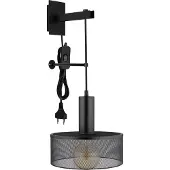 Globo Zwarte wandlamp Jedd met kap Ø 25cm - 15648W3